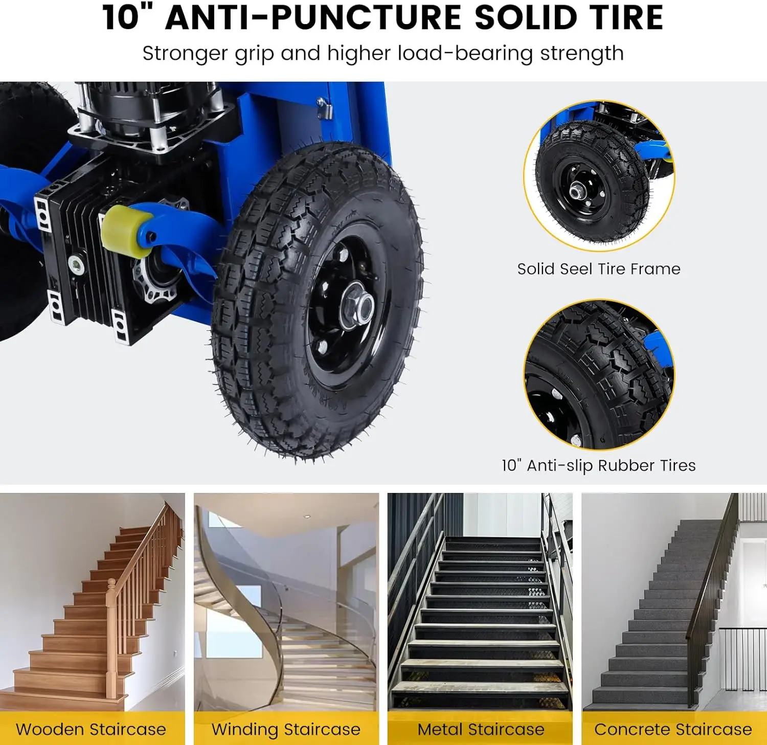 Electric Stair Climbing Dolly, 1200W Powered Stair Climbing Hand Trucks, 880lbs Capacity Folding Electric Dolly for Stairs