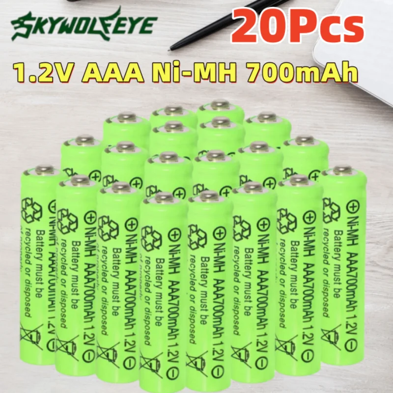 Skywolfeye 20 piezas 1,2 V 700mAh Ni-MH AAA baterías recargables para relojes ratones ordenadores juguete reemplazar batería Ni-Mh