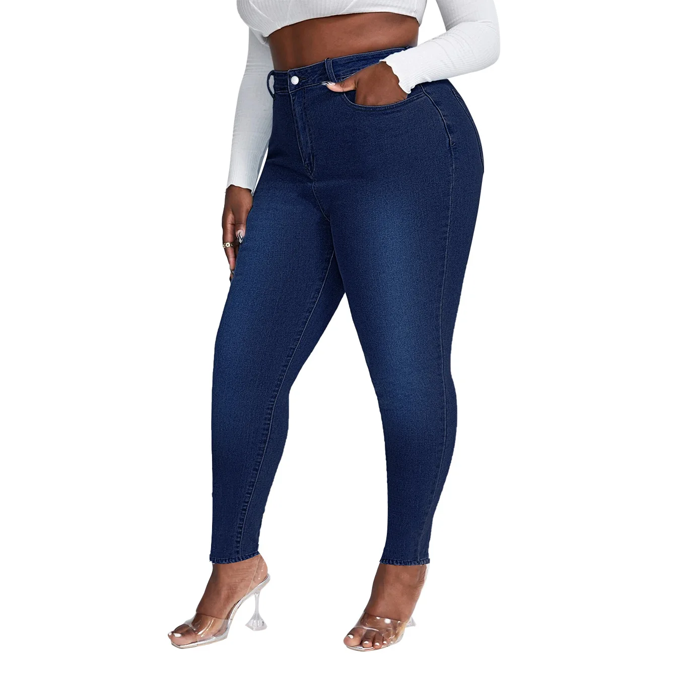 2023 New Women\'s High Waist Plus Size Jeans Fashion Stretch Skinny Denim Pencil Pants Casual Female Trousers XL-4XL Drop Ship