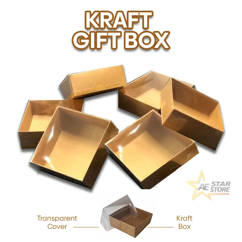 Kraft Gift Box Clear Transparent Lid Christmas Cookie Cake Candy Party Wedding Packaging Clothes Cardboard DIY Boxes For Guests