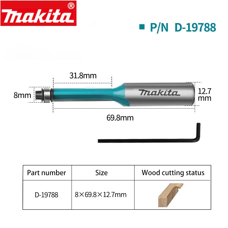 Coltello da taglio per cuscinetti con gambo Makita da 12.7mm fresa per fresa diritta a doppio cuscinetto per la lavorazione del legno