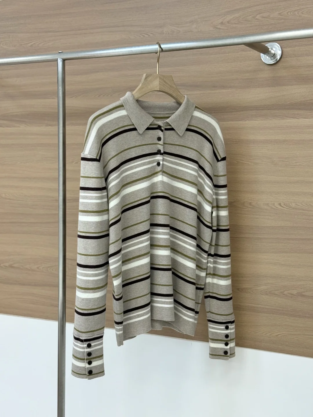 

Высококачественный женский вязаный пуловер с воротником-поло и длинным рукавом, топы с длинным рукавом, элегантный шикарный роскошный полосатый повседневный винтажный свитер