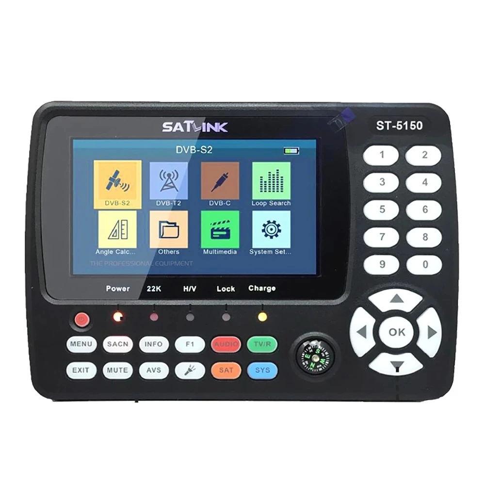 Original satlink ST-5150 DVB-S2/t2/c combo hd localizador de satélite medidor h.265 hevc MPEG-4 qpsk 8psk 16apsk 4.3 Polegada tft lcd tela