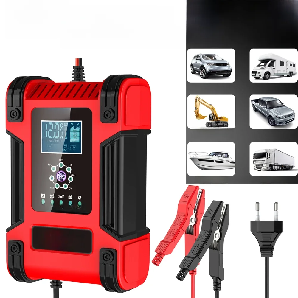 AliExpress JFIND Smart Car Battery Charger 12V 24V LCD Display Motorcycle 7 Stage Automatic Charger AGM Deep Cycle GEL Wet Dry Lead-Acid Charger