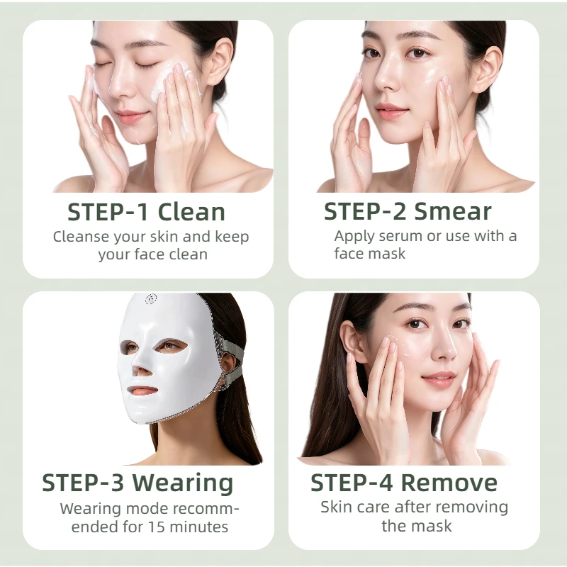 7 Colors LED Facial Mask 90 LED Lamp Beads Multicolor Light Face Mask Daily Home Facial Glow Care Portable Beauty Skin Care Tool