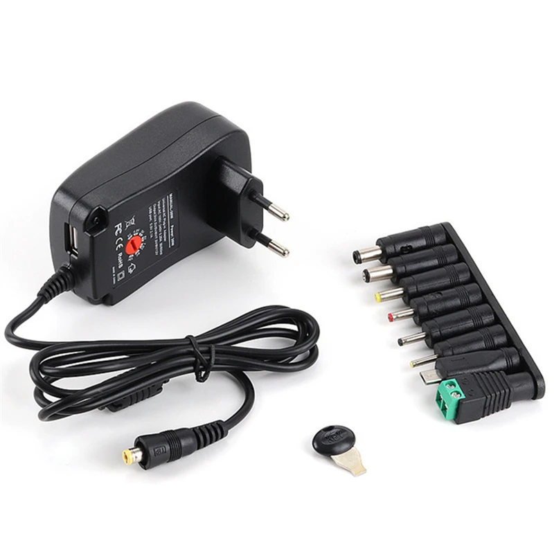 

30W Adapter 3V 4.5V 5V 6V 7.5V 9V 12V Adjustable Voltage Power Adapters EU/US USB Universal Charger Supply Converter With 8 Tip
