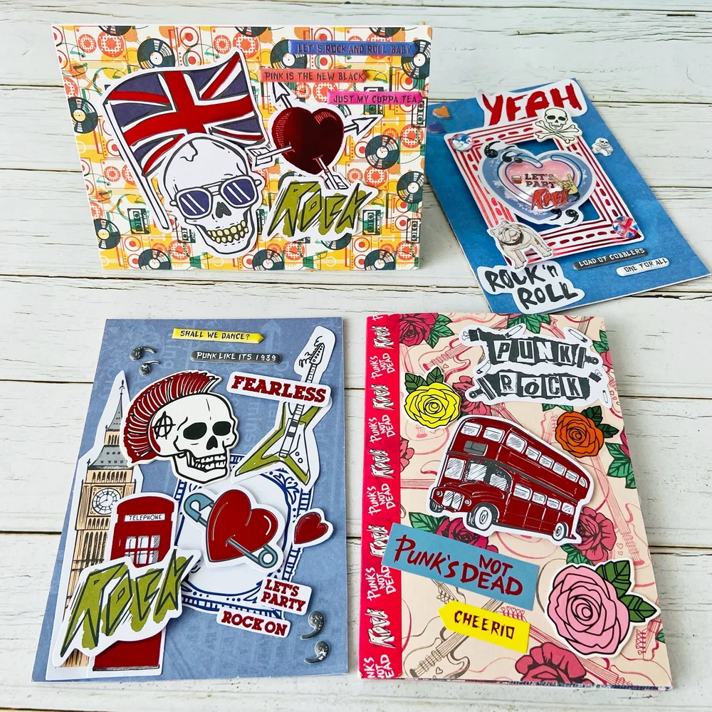 Creative Path 2er-Pack Rabatt 346 Stück Papier-Stanzformen Ephemera Punk London 1960er Scrapbooking-Stanzformen für Kartengestaltung Ausverkauf – Detail 12