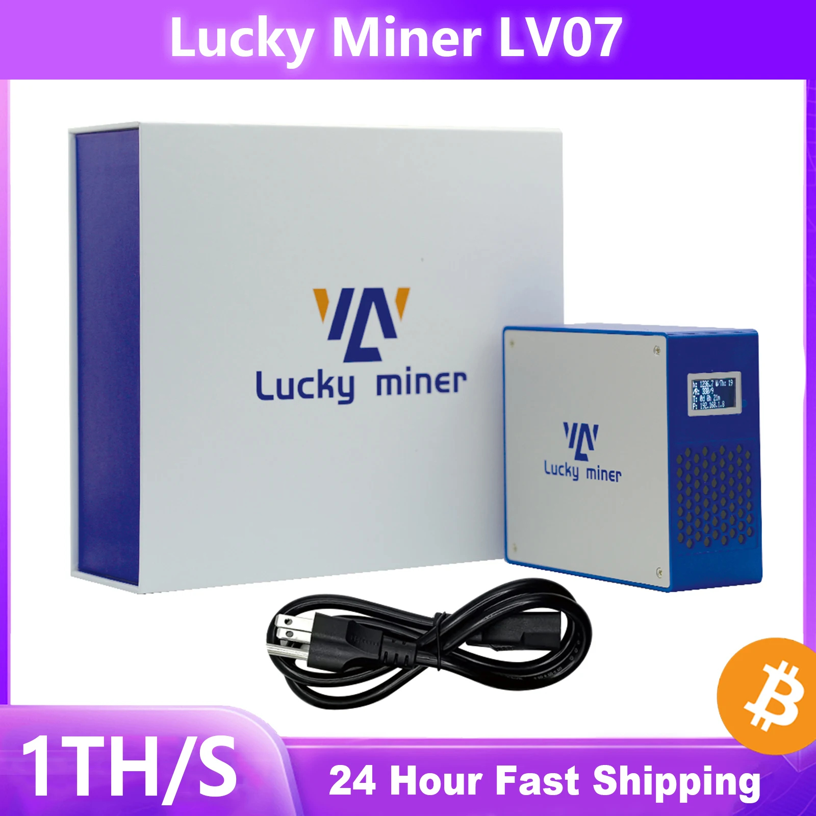 Bitcoin Miner Lucky Miner LV07 ASIC 1TH/S Mining SHA256 BTC BCH BSV DGB  Crypto  Mining Machine Solo MinerLottery Device