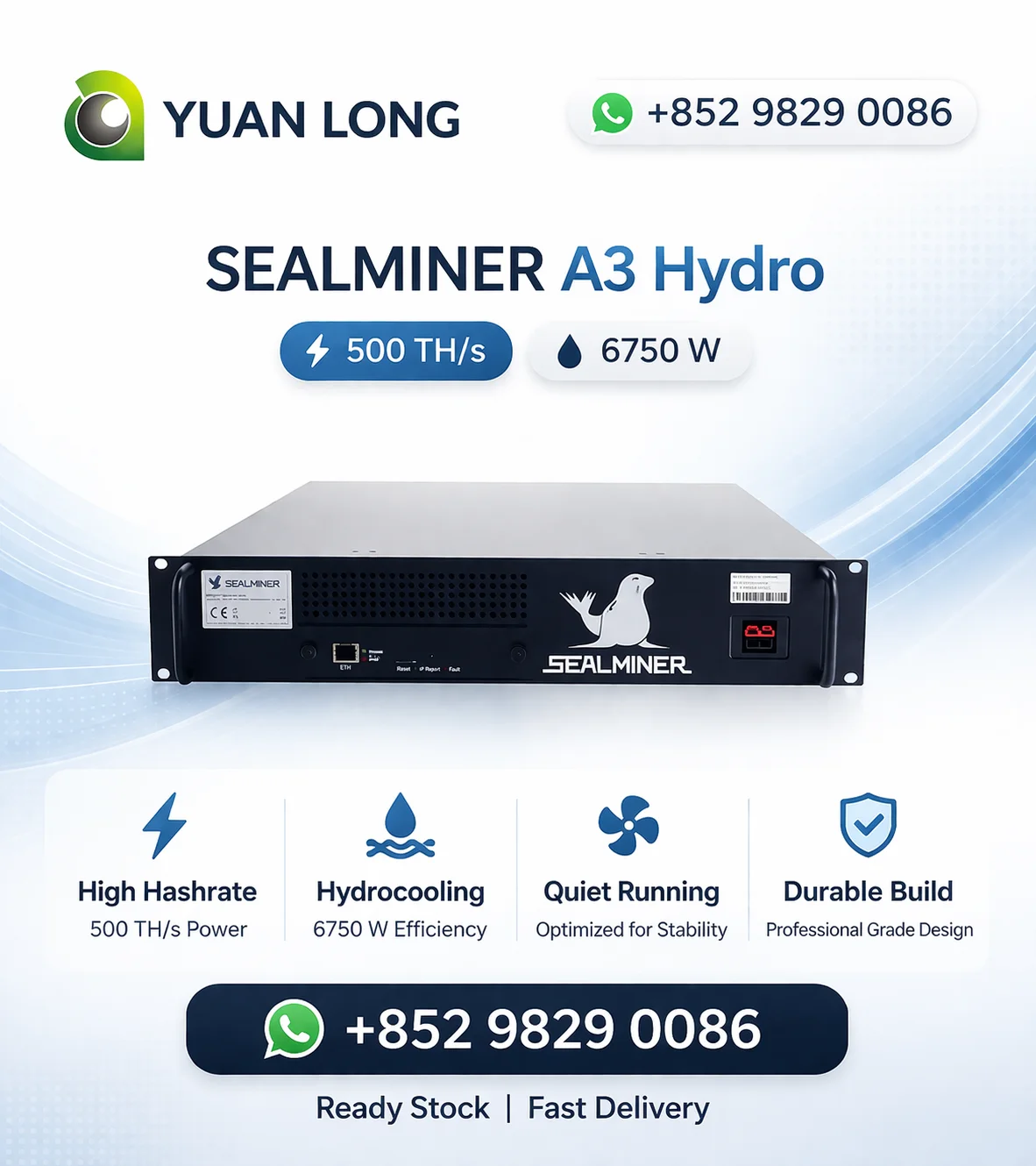 HOT SALE _ Bitdeer SealMiner A3 Hyd 500TH/s 6750W Bitcoin Miner