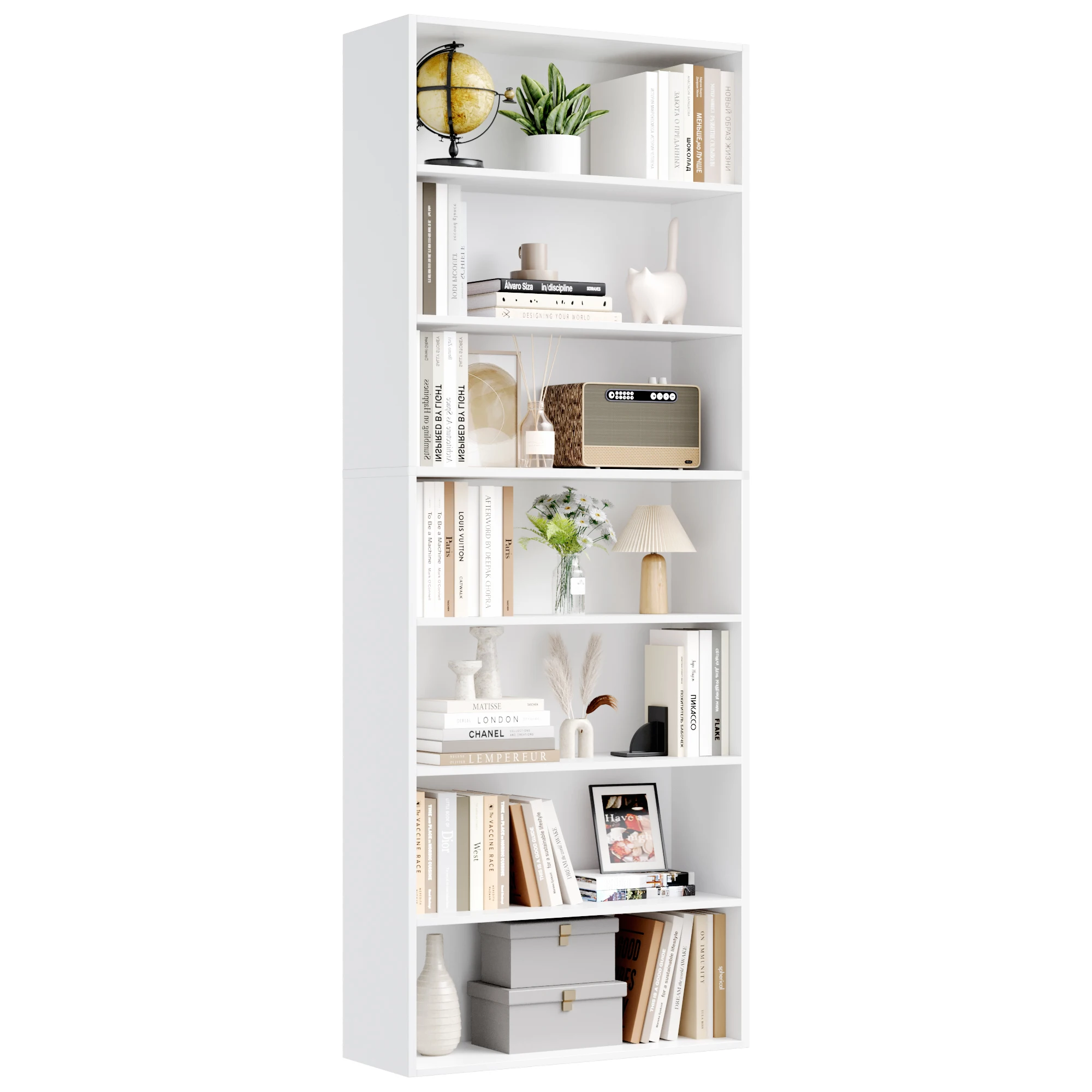 Getone Bücherregal 210cm bücherschrank Standregal Bücherschrank mit 7 Fächern bücherregale