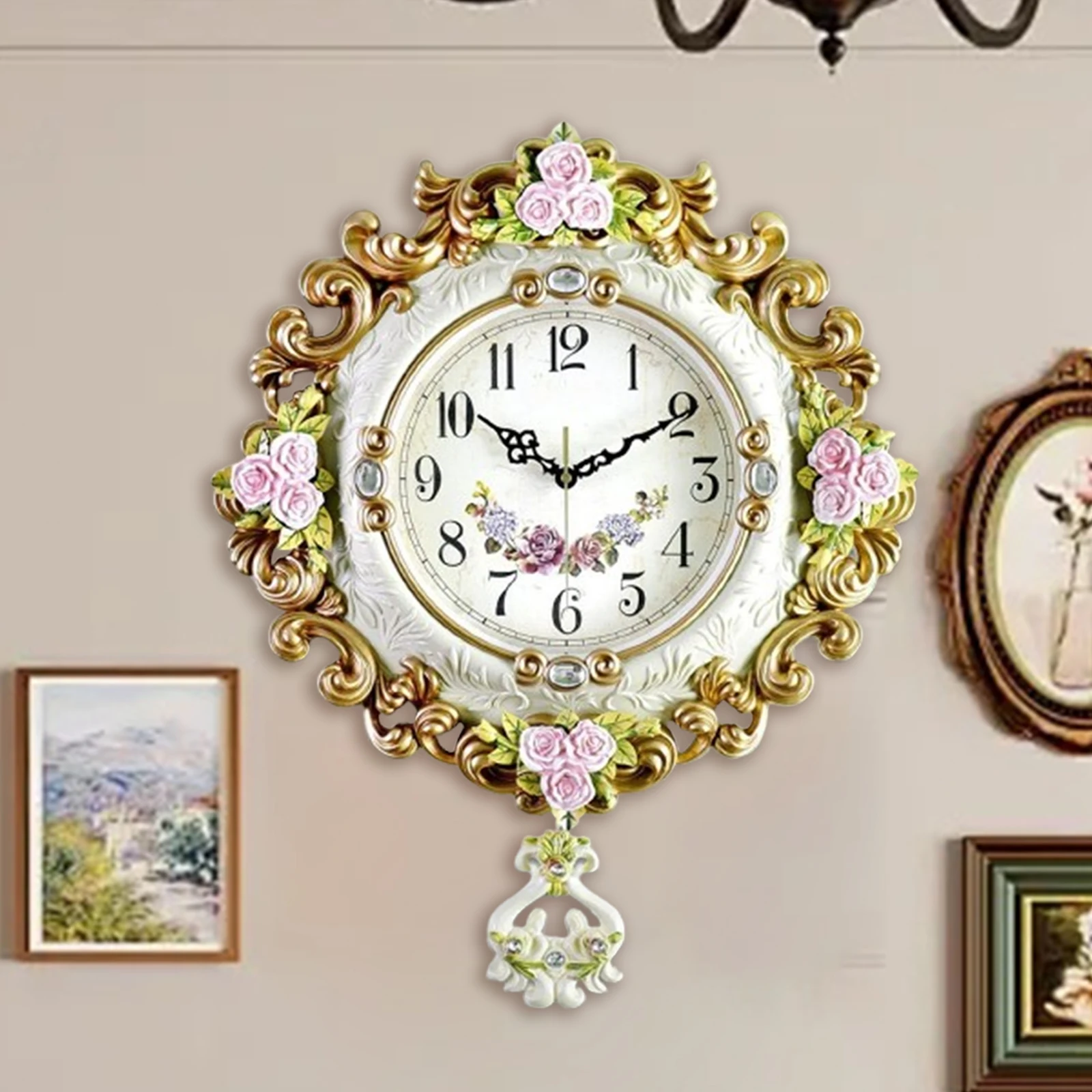 

European Style Design Luxury Vintage Wall Clock, Creative Simple Hanging Clock for Home Art Decoration Living Room Cafe Kitchen