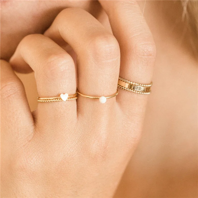 Heart Stacking Ring 14K gold filled Knuckle Ring Boho Gold Jewelry Anillos Mujer Minimalistic Stacking Bohemian Ring for Women