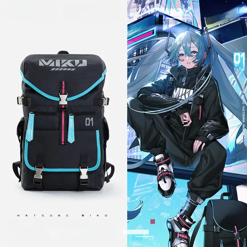 46x17x28 CM Nieuwe Anime Hatsune Miku kawaii Figuur hoge capaciteit Locomotief stijl rugzak knapzak Cosplay props geschenken - afbeelding 2