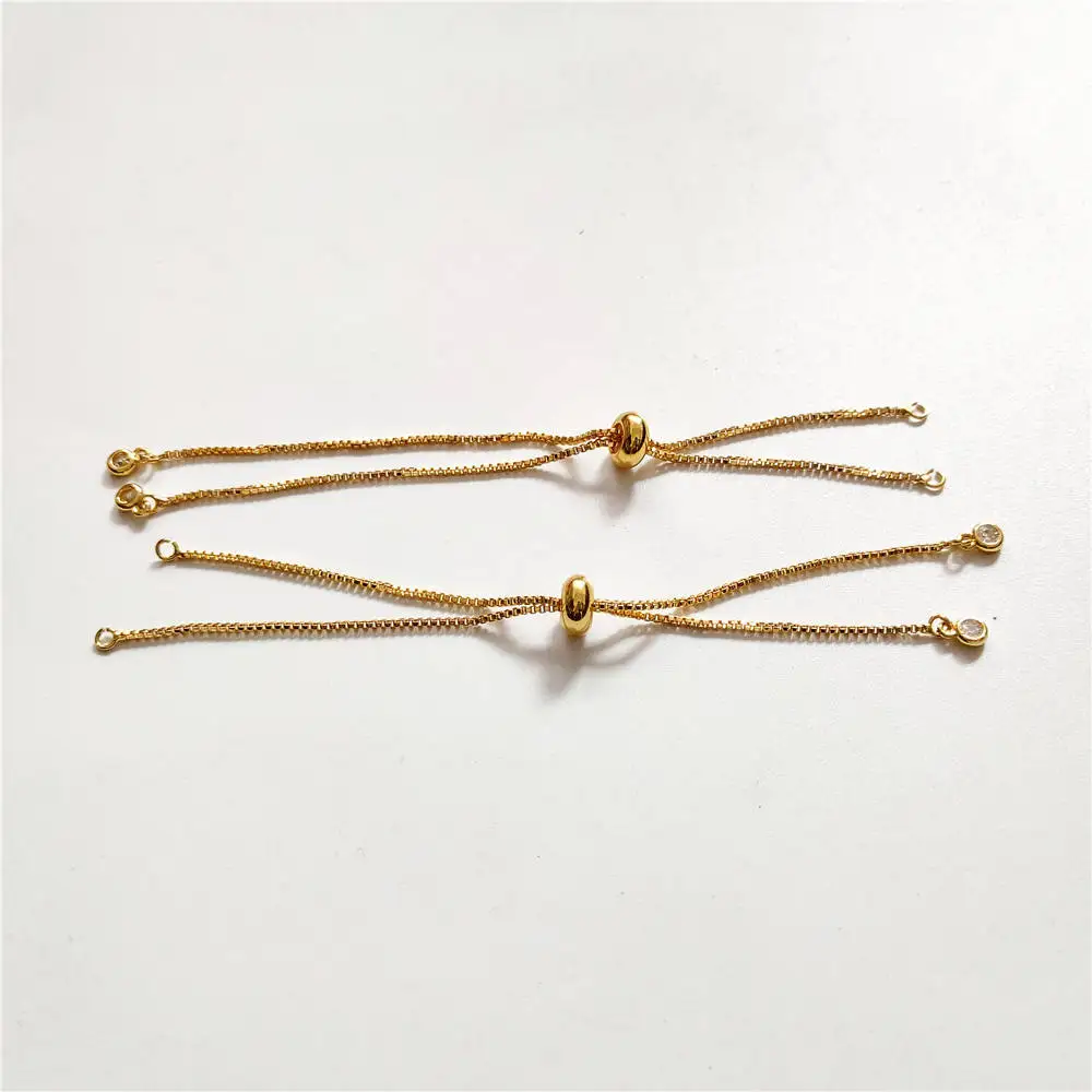 FUWO Wholesale High Quality Brass Chain Bracelet Accessories,Golden Filled  DIY Jewelry Fitting Adjustable Size 10 Pcs/Lot B008