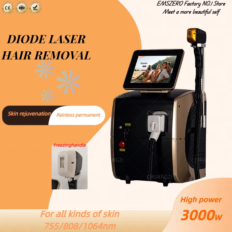 

Depiladora 808NM 755NM 1064NM Diode Laser Hair Removal Machine Safe Painless Permanent 3000W Depilation Hottest New Style