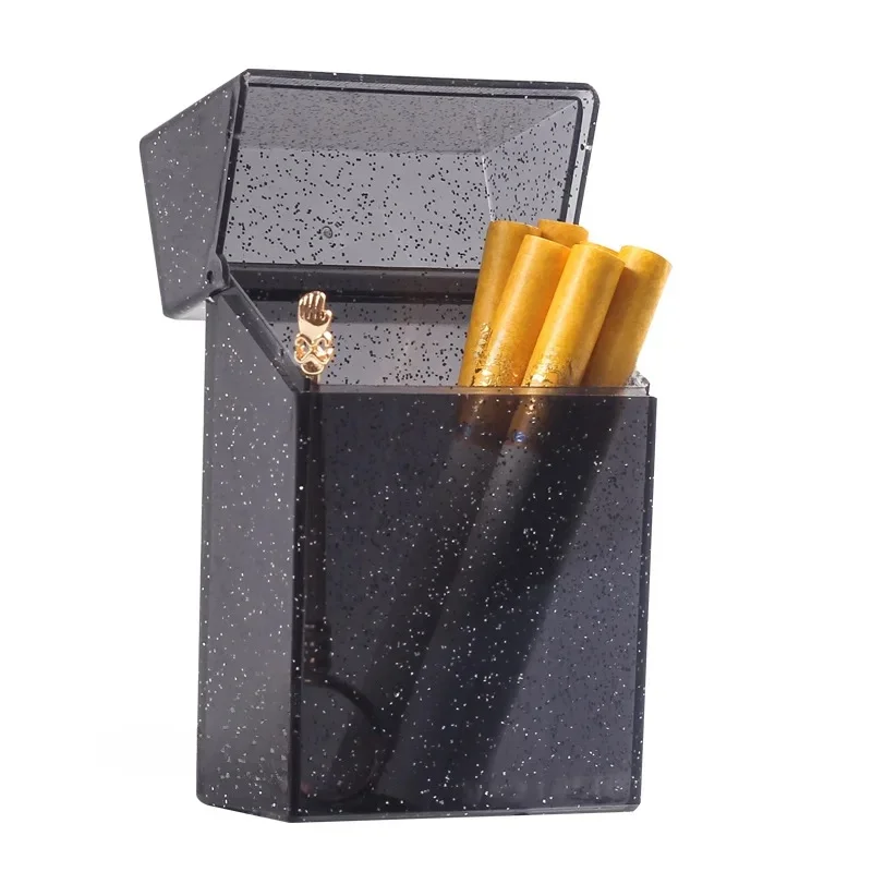 Boîte de rangement brillante en plastique, étui porte-boîte, couvercle, briquet, conteneur de tabac, cadeau