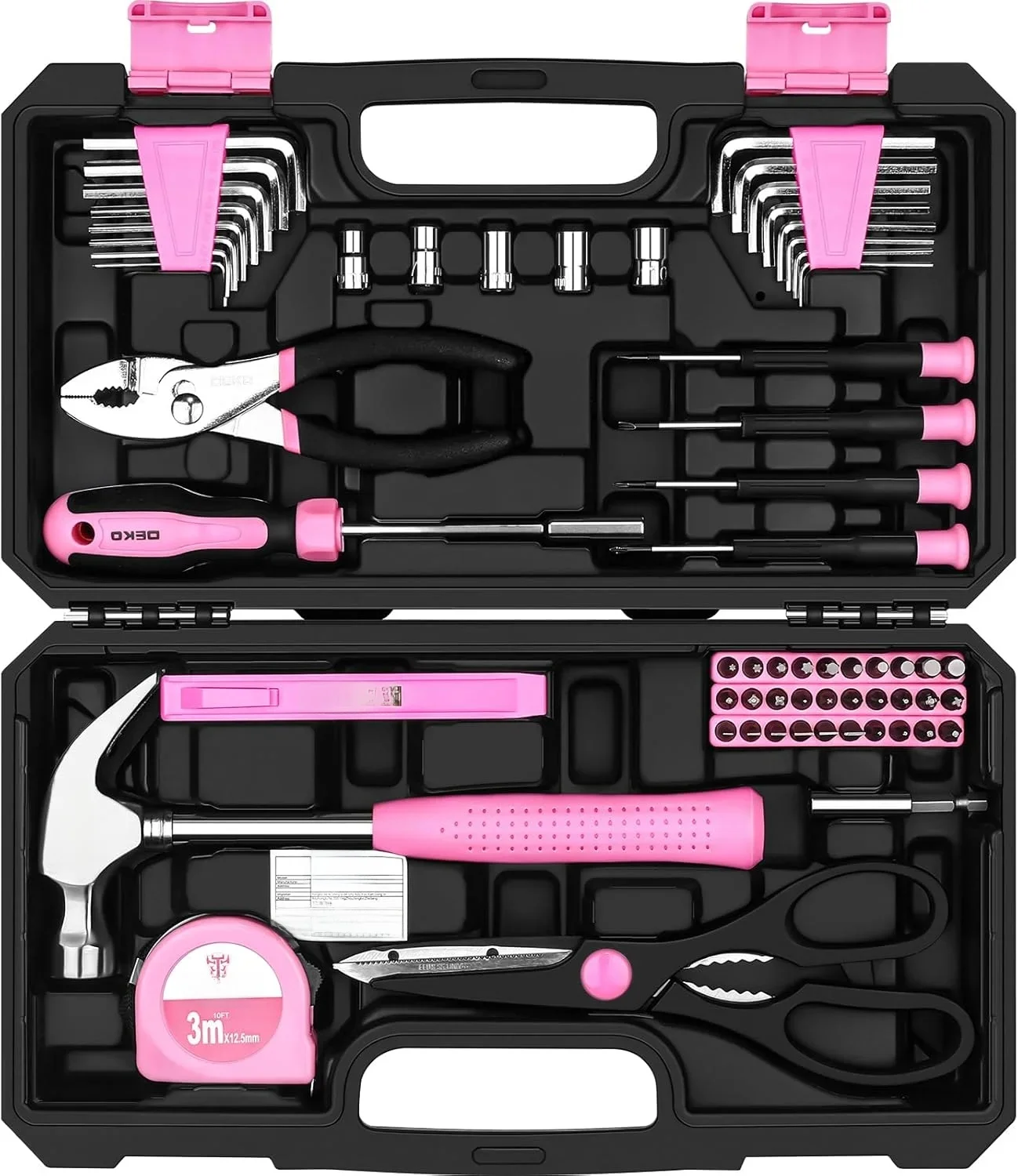 DEKO Caja Herramientas Complete Rosa 62 Piezas, herramientas Bricolaje Regalos para mujer, el Hogar, Oficia y Coche — 2