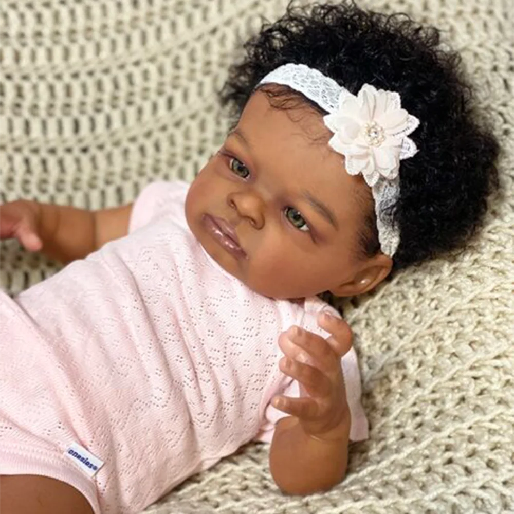 Reborn Baby Dolls Black - 20 Inch Realistic African American Reborn Boy, Lifelike Newborn Doll That Look Real Weighted Soft Bod