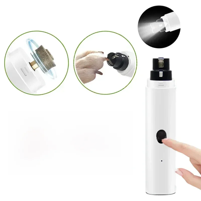 Coupe-ongles électrique pour chien, broyeur d'ongles pour chien, Rechargeable par USB, lumière LED, pattes de chat silencieuses, fournitures de toilettage des ongles