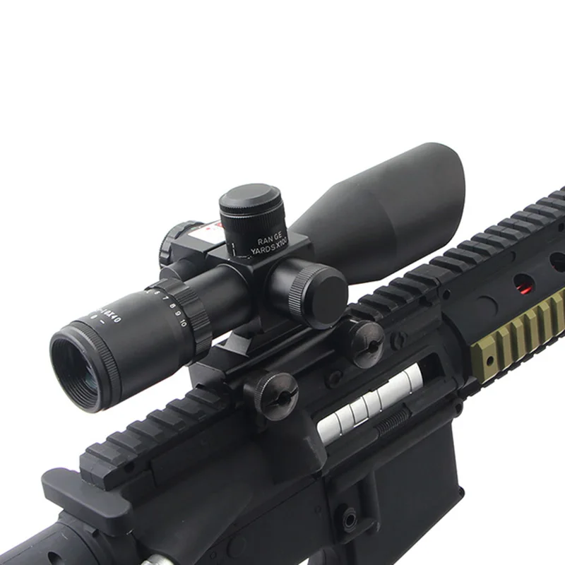 Hunting 2.5-10x40 Illuminated Reticle With Red Laser Oblique Port Sight Caza Tactical Sniper AR15 Rifle Scopes Airsoft Accessory