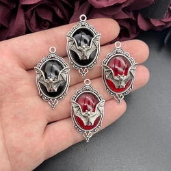 4pcs Gothic Vampire Bat Silver Plated Framed Bat Cameo Charms Halloween Witch Pendant Fit Jewelry Making DIY Jewelry Findings