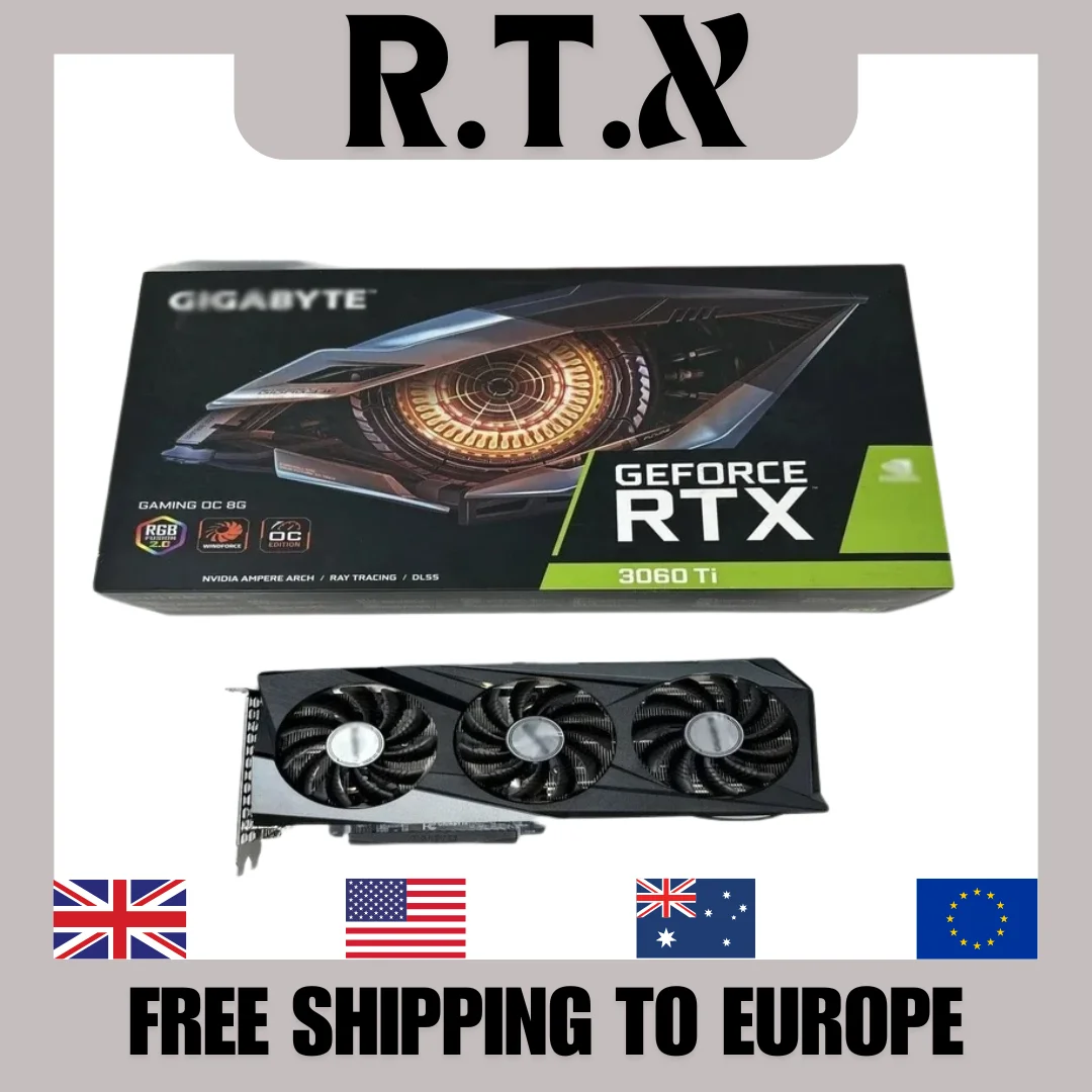 2024 USED GIGABYTE GeForce RTX 3060 Ti (REV 1.0) GAMING OC 8GB GDDR6 Graphics Card used