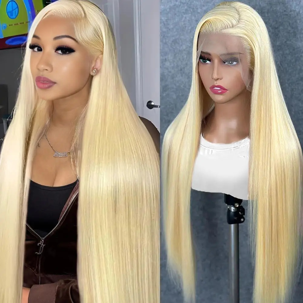 613 13x6 Lace Front Wig Human Hair Straight Blonde 13x4 Hd Lace Frontal Wig Pre Plucked 180% Density 613 Blonde Human Hair Wigs