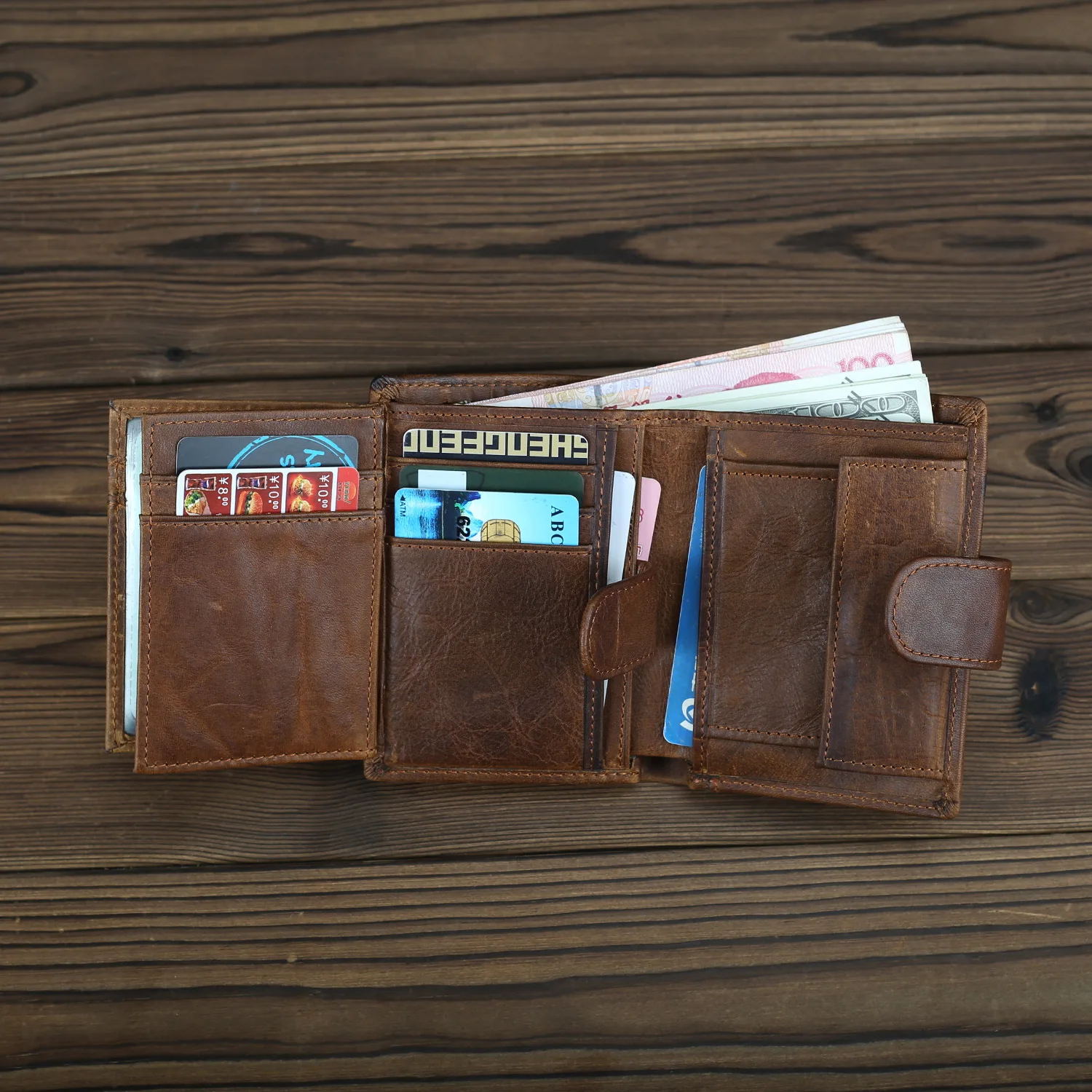 Men Genuine Leather Wallet Rfid Credit Card Coin Pocket Mini Money Bag Short Small Purse Minimalist Wallet for Male