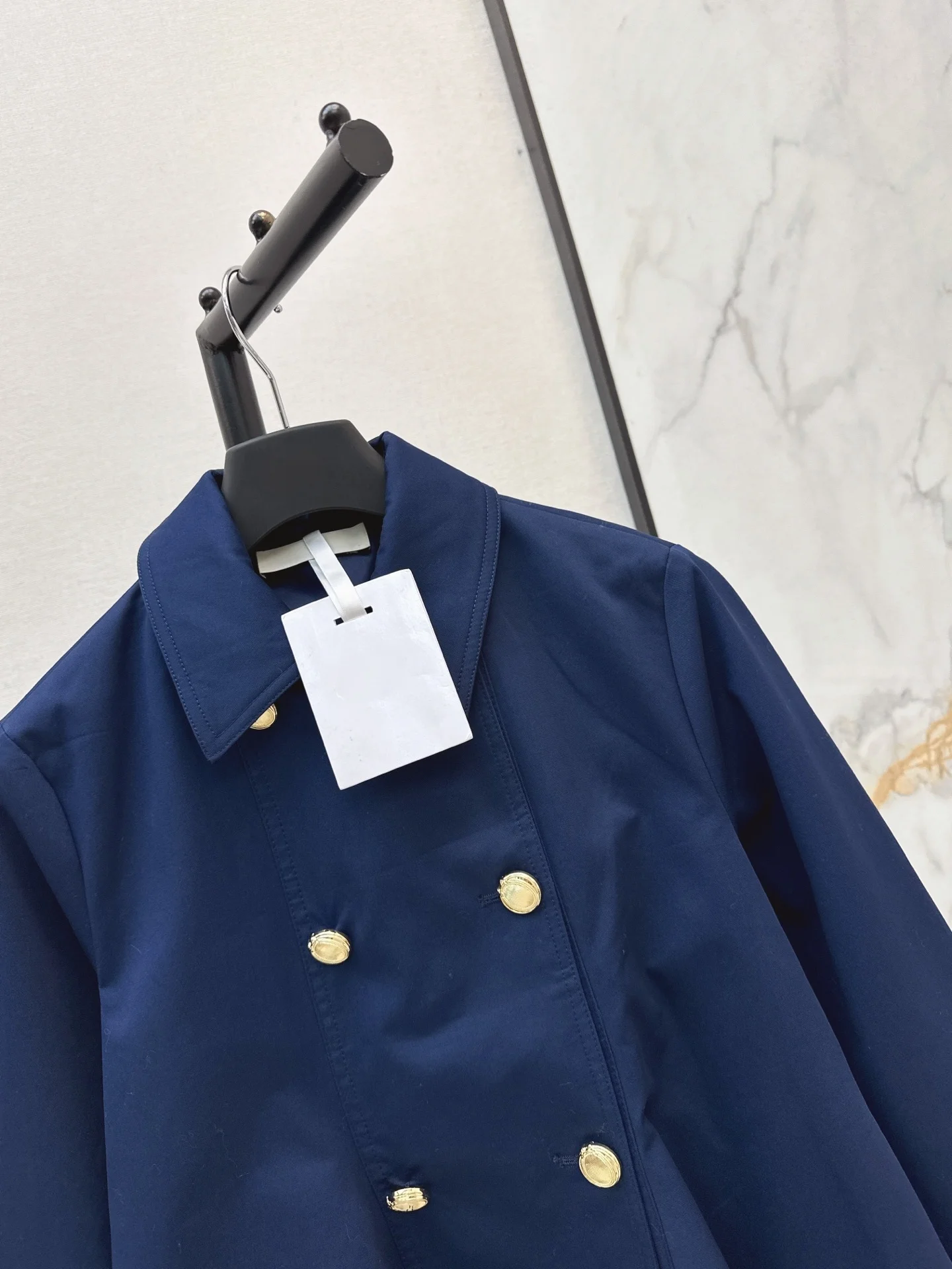 2026 Women Trench Jacket Windproof Notched Collar Double Breasted Gold Buttons A Line Short Silhouette Outerwear