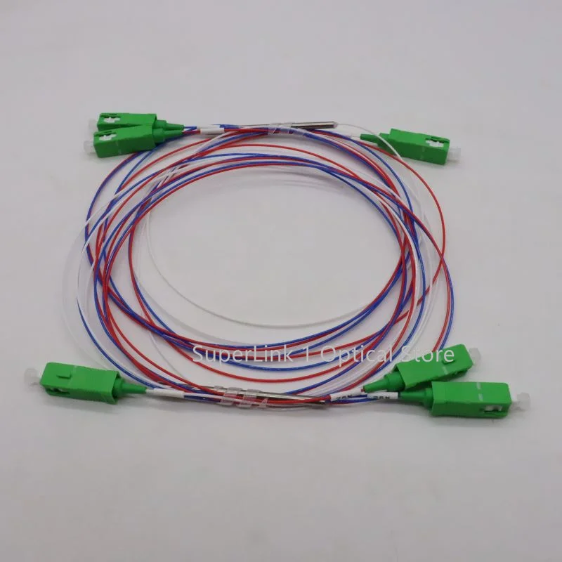 Imagem -03 - Divisor de Fibra Óptica com Conectores Acoplador Desequilibrado sc Apc 1x2 09 mm 10 90 20 80 30 70 40 60 50 50 Pcs por Lote