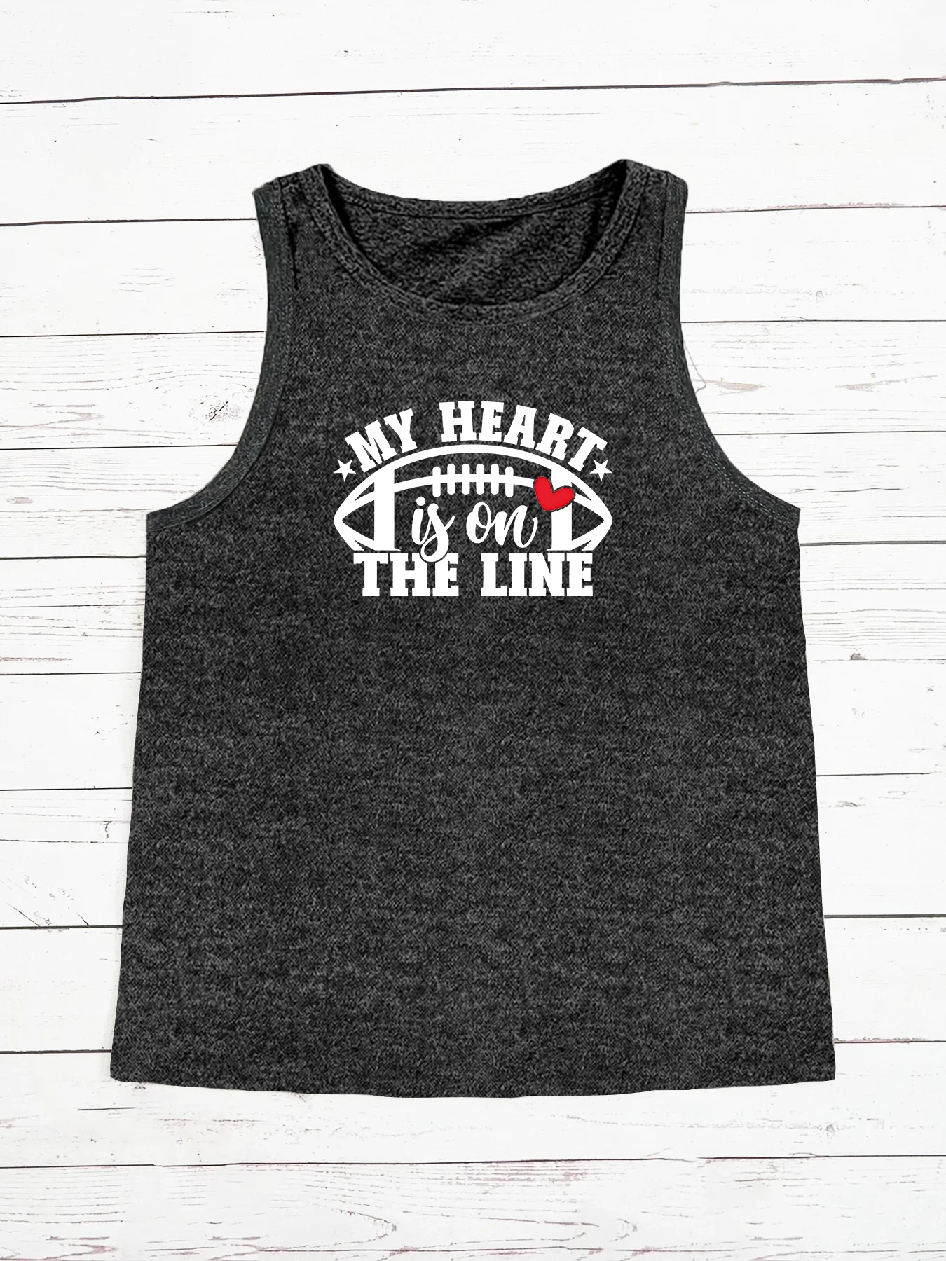 My Heart Is On The Line Baseball Baseball Printing Fashion Funny Sports Women's Tank Top Loose O Neck Sleeveless Casual Tank