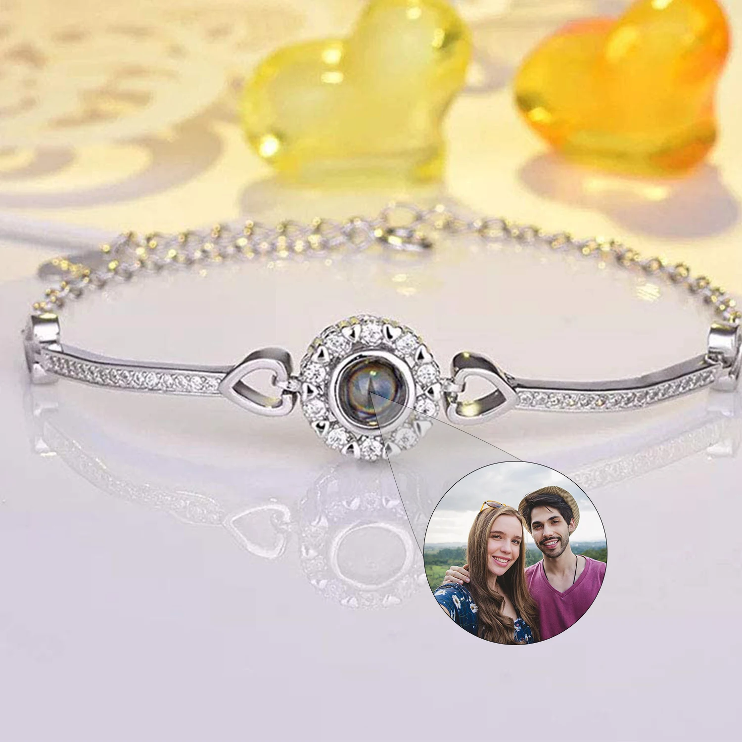 Custom Photo Projection Bracelet Personalized Couple Bracelets Anniversary Gift For Her Memory Photos Projection Jewelry Gift