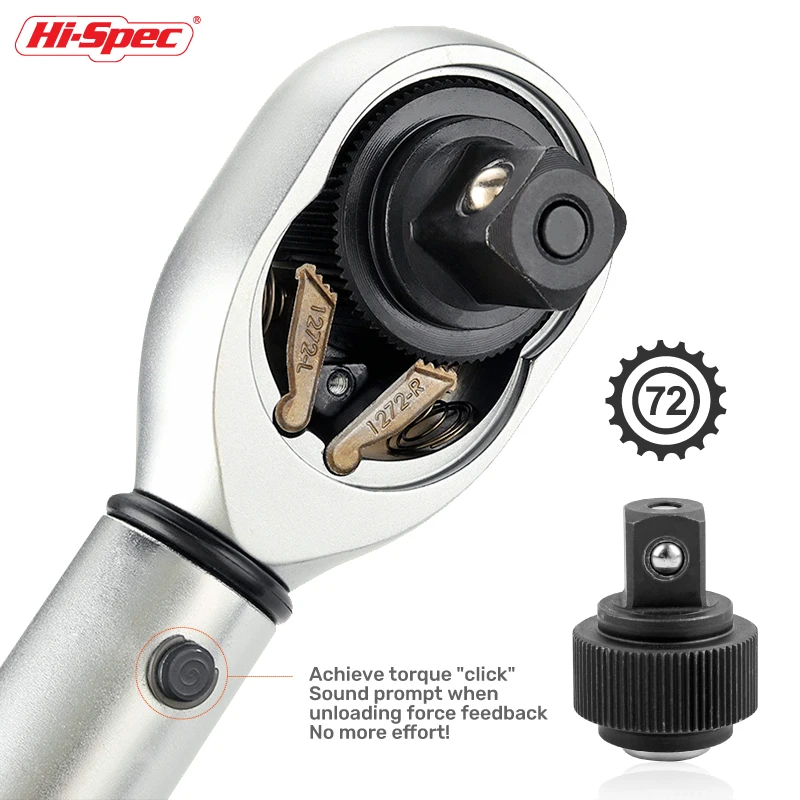 Hi-Spec-Conjunto de Chave de Torque Multifuncional, Chave de Soquete, Adaptadores Ajustáveis, Alcance de 5-220 nm, 1 Conjunto, 1/2 ", 1/4", 3/8"