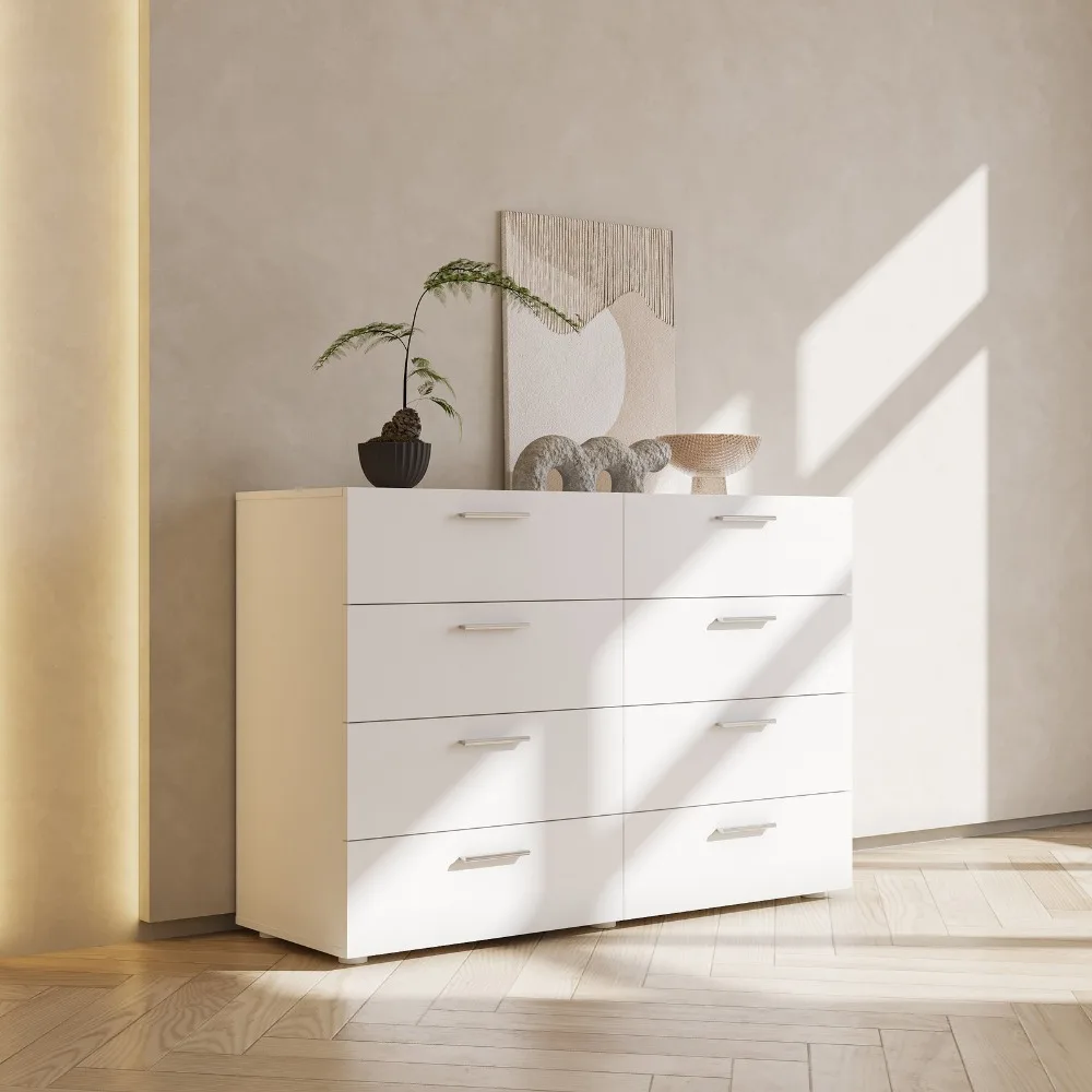 Modern 8 Drawers Double Dresser Wood Storage Cabinet Bedroom Dresser