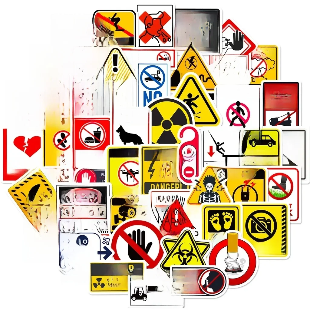 AliExpress NONE 50PCS Realistic Warning Signs Waterproof Graffiti Stickers for Helmet Bicycle Hand Account Pencil Case Decals