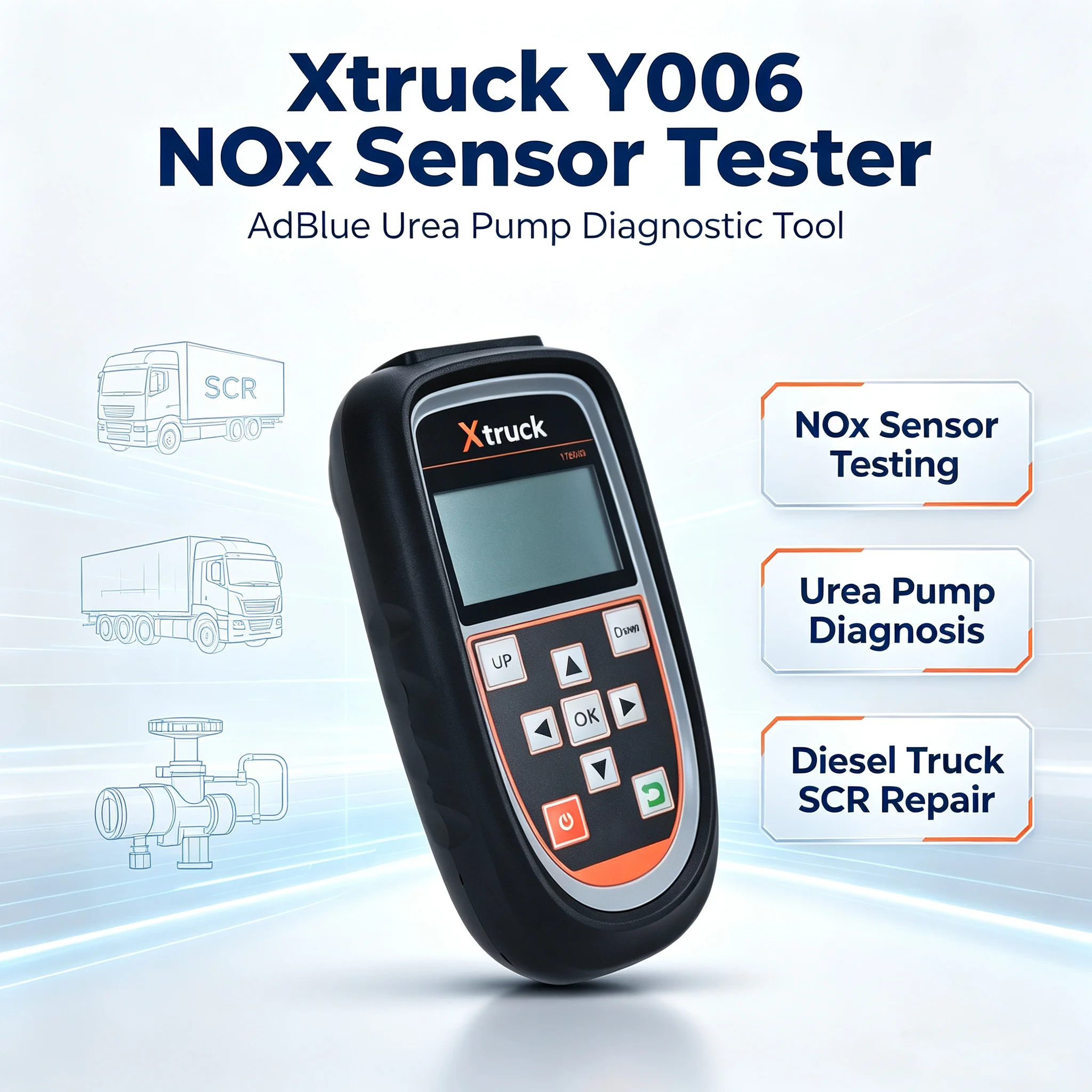 Xtruck Y006 Heavy Duty Truck Diagnostic Tool Support J1939 CAN Bus NOx PM Urea Level Exhaust Temperature Sensor Test