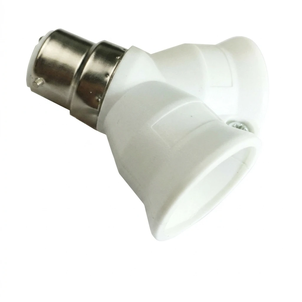 E27 to Bayonet Cap Adapter Double Bulb Holder with Copper Conductive Sheet for Home Lighting Conversion
