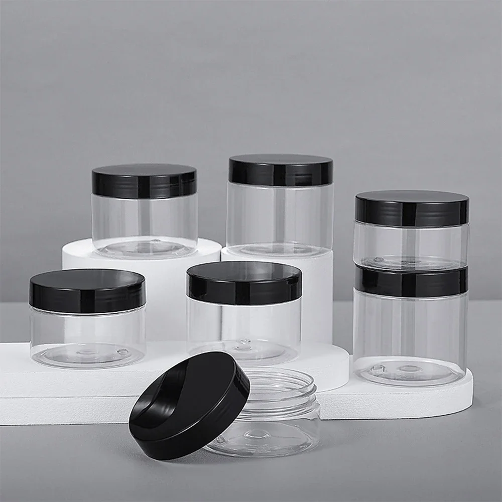 10/30 stuks 50 ml 100 ml 150 ml 250 ml lege cosmetische zalfpotje met aluminium deksel doorzichtige plastic opslagcontainer PET make-up pot reizen - afbeelding 2