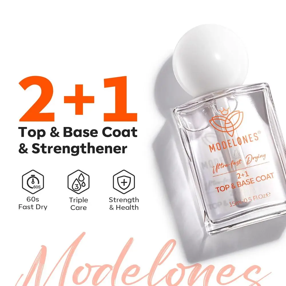 Modelones Smalto per unghie Top & Base Coat 3 in 1
