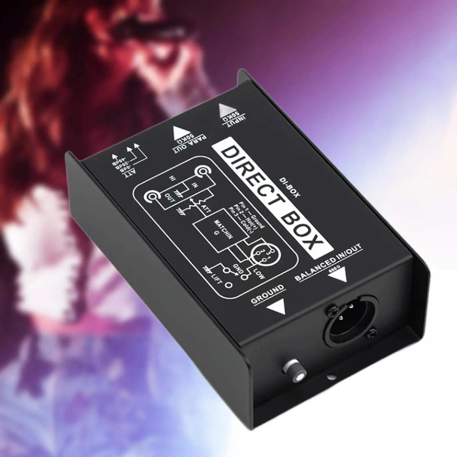 Passive Direct Box Injection Audio Box XLR 6.35mm Bass Studio Live Di Box for Professionals Musicians Audio Engineers