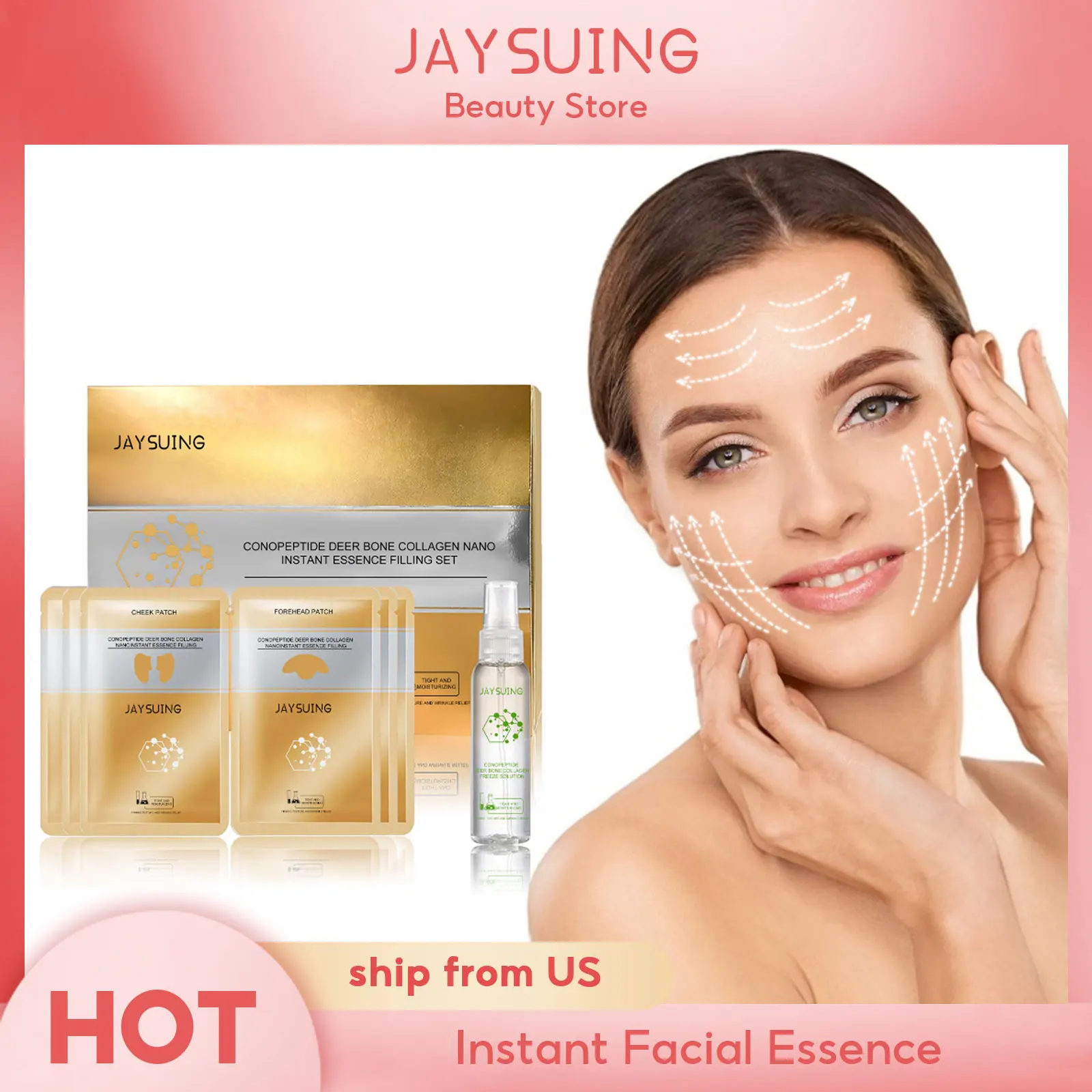 Anti Aging Collagen Serum Hot Selling Anti Wrinkle Nourishing Conopeptide Deer Bone Collagen Nano Instant Essence Filling Set