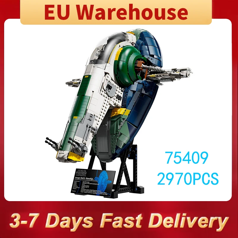 2970pieces Green Starship Model Building Block DIY Assemble Brick Toys Collection For Kids Adults Gift Compatible With Set 75409