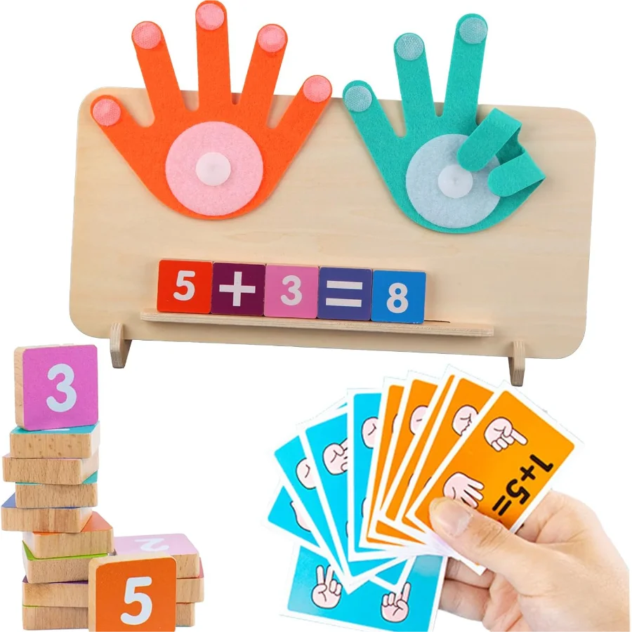 Kids Math Manipulatives Toys, Learning Educational Homeschool Supplies Math Game Number Blocks Finger Counting Math Toy