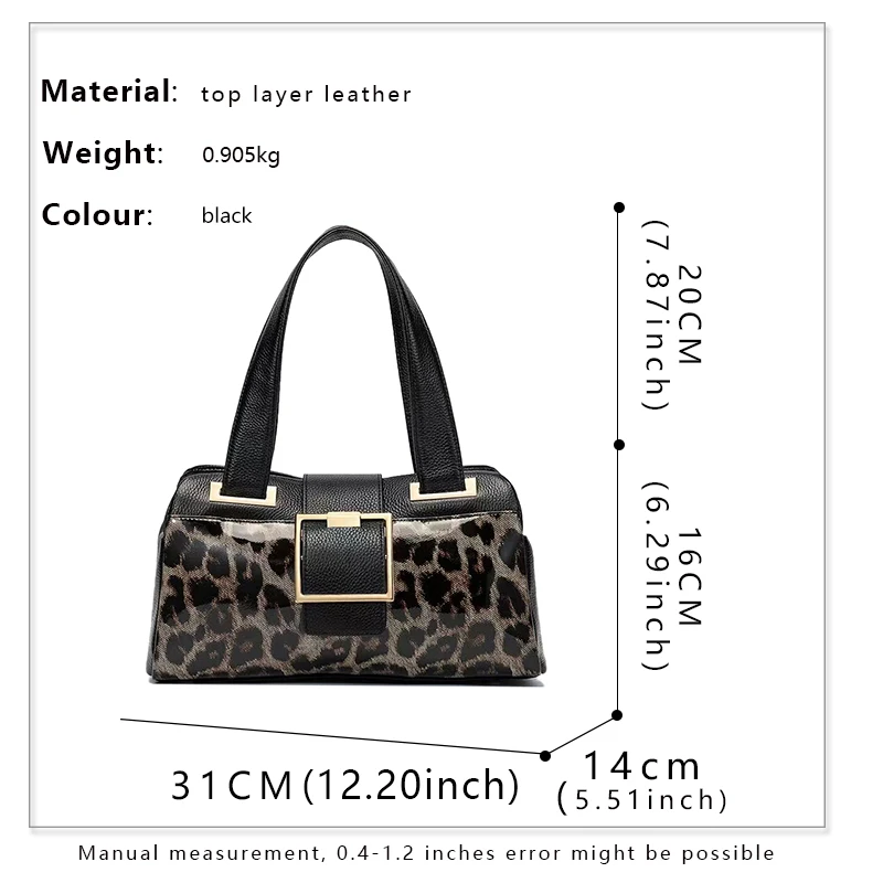 Genuine Leather Women\'s Bag 2023 New Fashion Leopard Pattern Shoulder Bag Cowhide Handbag Women\'s Bag