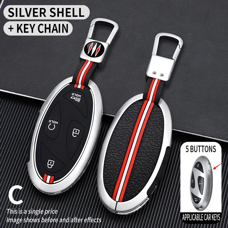 5 7 Buttons Zinc Alloy + Silicone Car Key Case Cover For Hyundai Kona Ev Grandeur GN7 IONIQ 6 2023 2024 Remote Key Protect Shell