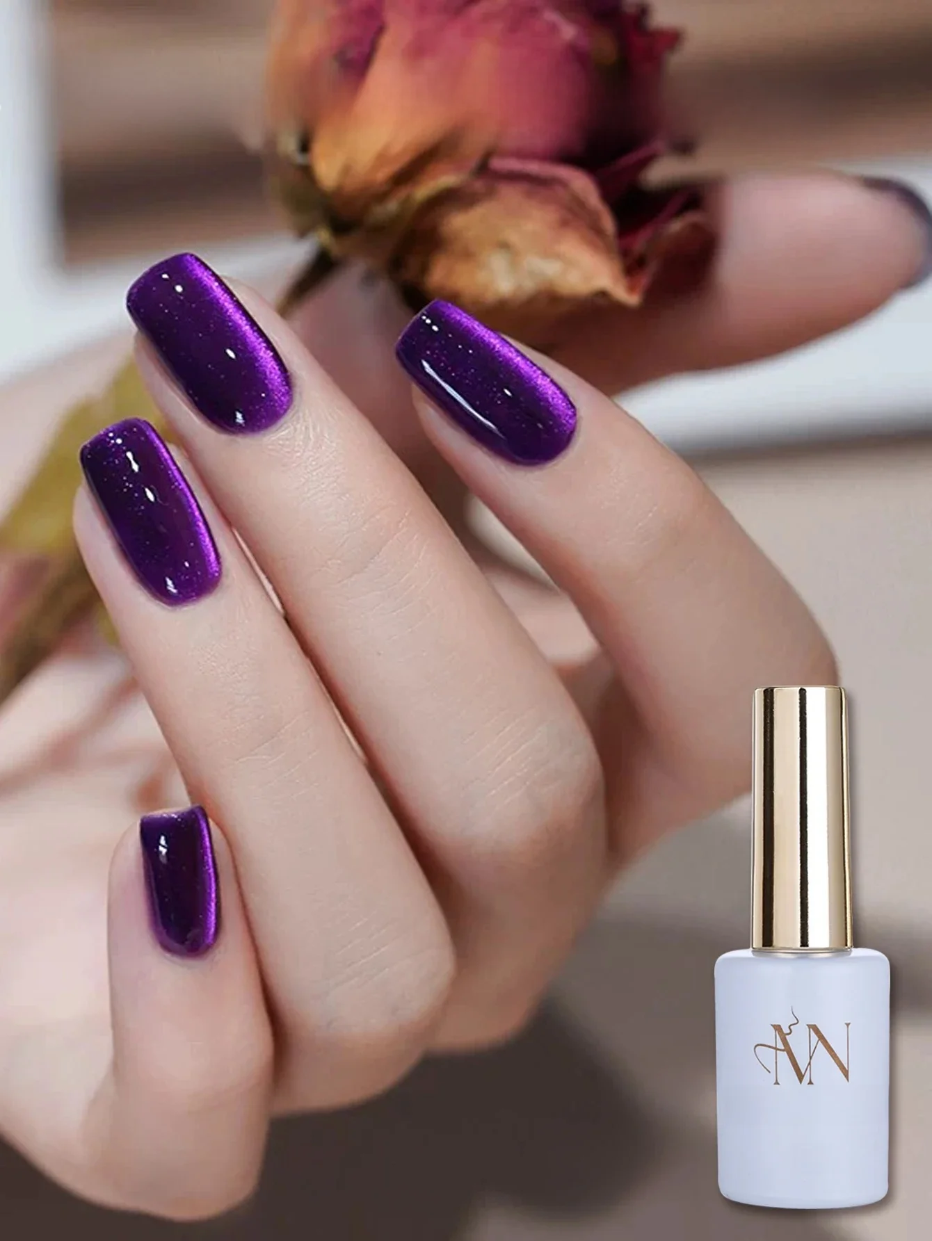 MIANEL 12ML Hibiscus Purple Cat Eye Gel-Nagellack, superaufhellende Glasperlen, Cat Eye-Nägel, lila Nägel, blaue Nägel, 1–12 Stück