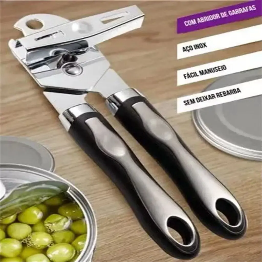 Abridor De Latas E Garrafas Aço Inox Profissional Casa KL-8146