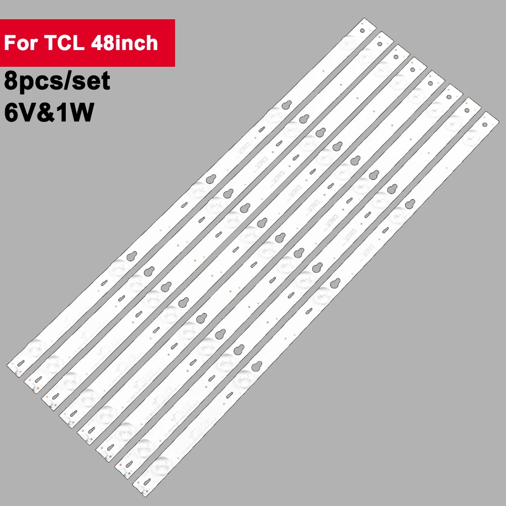 

5 Lamp 6V LED Backlight TV Repair For TCL 48inch T0T-48D2700-8X5-3030C-V3 8Pcs/Set Light Strip L48E9600 B48A558U L48F3303B