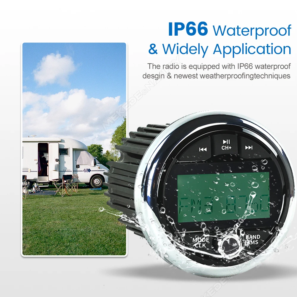 Navifly DSP ستيريو لراديو RV مشغل MP3 FM/AM USB EQ مقاوم للماء لقوارب الجهد 12 فولت جت سكي ATV UTV جنبًا إلى جنب عربات الغولف