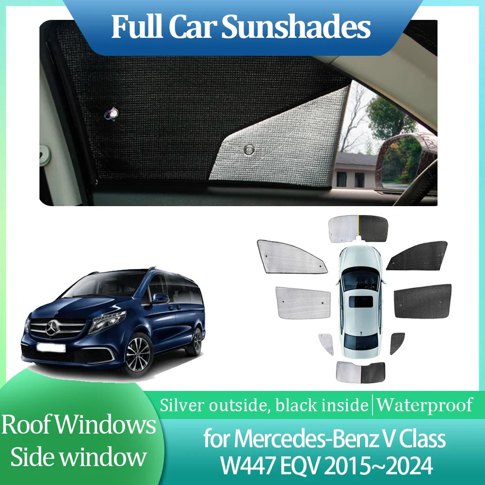 

Полные автомобильные солнцезащитные козырьки для Mercedes-Benz V Class W447 EQV 2015 ~ 2024, солнцезащитный козырек на крыше, занавеска на лобовое стекло, аксессуары для люка